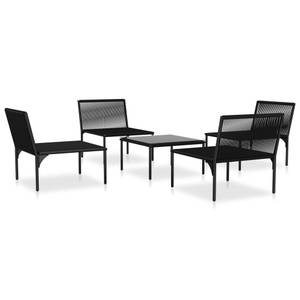 Garten-Lounge-Set (5-teilig) 48590 Schwarz - Grau - Metall - Kunststoff - 70 x 65 x 60 cm