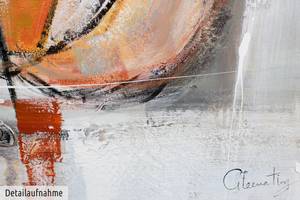 Tableau peint Quatuor de violons Gris - Orange - Bois massif - Textile - 120 x 80 x 4 cm
