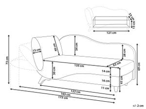 Chaiselongue MERI Blau - Dunkelblau - Eiche Hell - Armlehne davorstehend rechts - Ecke davorstehend links