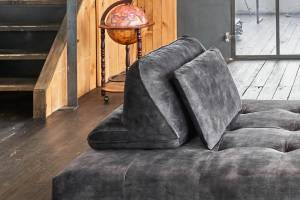 Canapé modulaire avec repose-pieds WIOLO Gris - Textile - 350 x 80 x 350 cm