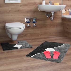 Tapis salle de bain WC Anthracite - Gris - Blanc