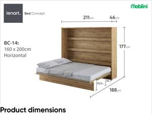 Schrankbett Bed Concept BC-14+Matratze Eiche Dekor