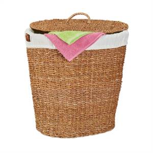 Wäschekorb 50 L Beige - Braun - Metall - Rattan - Textil - 50 x 50 x 40 cm