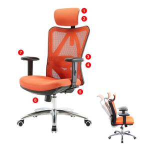 Chaise de bureau SIHOO-J86 Orange - Textile - 66 x 129 x 69 cm