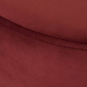 Pouf rond tissu velours bordeaux Rouge - Textile - 54 x 35 x 54 cm