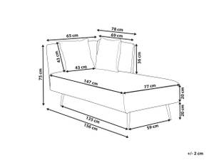 Chaiselongue RIOM Schwarz - Braun - Hellbraun - Armlehne davorstehend rechts - Ecke davorstehend links - Textil