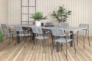 Gartenmöbel-Set Albany (9-teilig) Schwarz - Metall - 100 x 74 x 224 cm