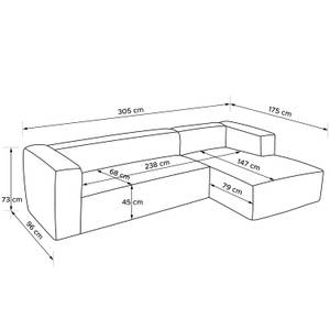 Ecksofa FEROX Schwarz - Armlehne beidseitig montierbar - Ecke davorstehend rechts - Ottomane davorstehend rechts