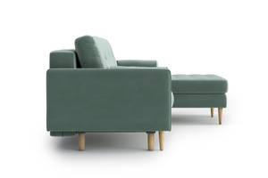 Esme II Schlafsofa mit Chaiselongue Grün - Holzwerkstoff - Massivholz - Textil - Holzart/Dekor - Holz teilmassiv - 232 x 86 x 160 cm