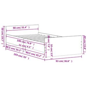 Bettgestell M675852 Eiche Sonoma Dekor - 93 x 193 cm