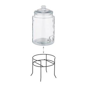 Getränkespender Set mit 4 Trinkgläsern Schwarz - Silber - Glas - Metall - Kunststoff - 20 x 46 x 20 cm