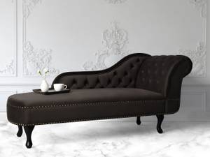 Chaiselongue NIMES Braun - Dunkelbraun - Armlehne davorstehend links - Ecke davorstehend rechts - Textil