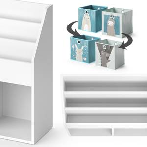 Bücherregal „Luigi“ Weiß mit 2 Faltboxen Hellblau