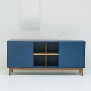 COLOR LIVING Large Sideboard Blau - Blaubeerblau - Eiche Dekor