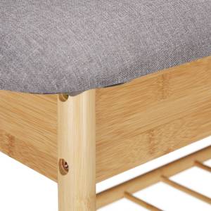 Schuhbank mit Sitzfläche und Stauraum Braun - Grau - Bambus - Kunststoff - Textil - 90 x 48 x 28 cm