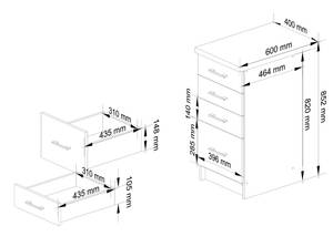 Küchenschrank OLIWIA 40 3S Weiß - Holzwerkstoff - 40 x 85 x 46 cm