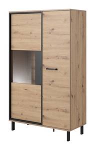 Armoire vitrine NEST B LED Beige - Noir - Bois manufacturé - Matière plastique - 90 x 151 x 41 cm