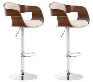 Tabouret de bar Kingston Lot de 2 Blanc crème - Imitation noyer