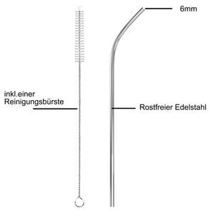 4x Strohalme Trinkhalme aus Edelstahl Silber - Metall - 1 x 6 x 22 cm