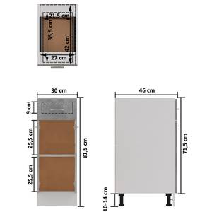 Schubunterschrank 3016496-3 Grau - Steingrau - 30 x 81 x 46 cm