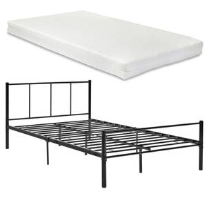 Metallbett Laos Schwarz mit Matratze Breite: 122 cm