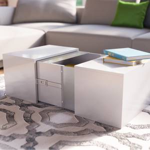 Table basse Dandy blanc brillant & LED Blanc brillant