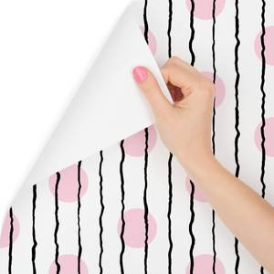 Papier Peint CERCLE Ligne Abstraction Noir - Rose foncé - Blanc - Papier - Textile - 53 x 1000 x 1000 cm