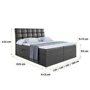 Boxspringbett BRUGO Hochglanz Schwarz - Breite: 120 cm - H4