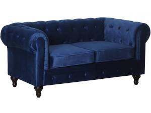 Sofa   ChesterfieldSamt  ALIZA - 2 SITZE Blau - Textil - 82 x 70 x 157 cm