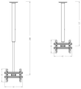 TV Deckenhalterung CM3 Silber - Metall - 42 x 139 x 10 cm