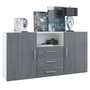 Sideboard Skadu Pinie Anthrazit Dekor - Weiß