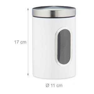 1 x weiße Vorratsdose mit Sichtfenster Silber - Weiß - Metall - 11 x 17 x 11 cm