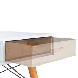 Schreibtisch weiß Braun - Grau - Weiß - Holzwerkstoff - Textil - 125 x 75 x 60 cm