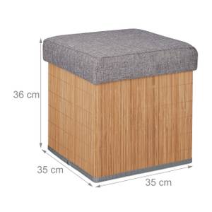 Tabouret de rangement en bambou Marron - Gris - Bambou - Bois manufacturé - Textile - 35 x 36 x 35 cm