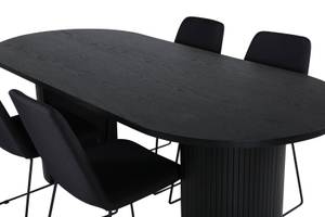 Essgruppe BiancaBL Schwarz - Massivholz - 90 x 75 x 200 cm