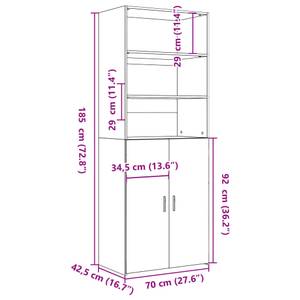 Highboard DE8839 Grau - Holzwerkstoff - 43 x 185 x 70 cm