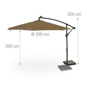 Parasol déporté marron avec LED Noir - Marron - Métal - Textile - 290 x 250 x 350 cm