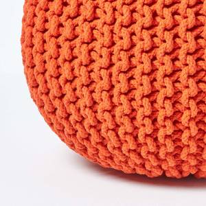 Runder Strickpouf 100% Baumwolle Orange