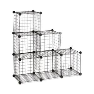Système d'étagère 6 compartiments grille Noir - Métal - Matière plastique - 110 x 110 x 37 cm