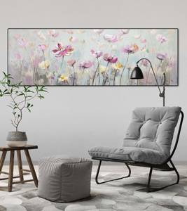 Acrylbild handgemalt Blütentraum Pink - Massivholz - Textil - 150 x 50 x 4 cm