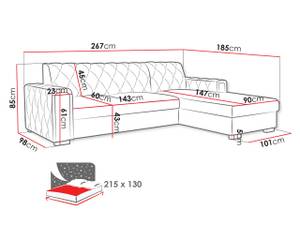 Ecksofa Roma Granit - Ecke davorstehend rechts