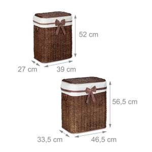 Wäschekorb 2er Set Rot - Weiß - Rattan - Textil - 47 x 57 x 34 cm