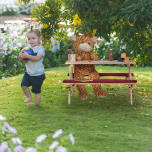 Kindersitzgruppe aus Holz mit Auflagen Braun - Rot - Holzwerkstoff - Kunststoff - Textil - 89 x 50 x 79 cm