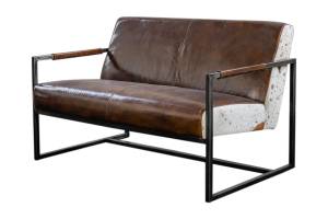 Sofa LIANO Braun - Metall - Echtleder - 125 x 81 x 81 cm