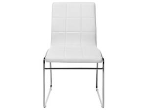 Chaise de salle à manger KIRON Argenté - Blanc - Cuir synthétique - 50 x 84 x 54 cm