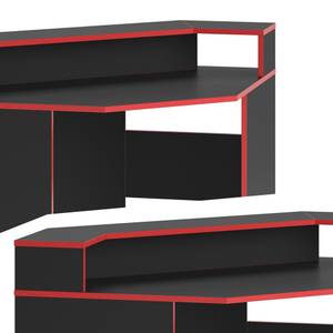 Bureau d'angle Kron noir/rouge 90 x 90 cm