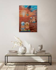 Acrylbild handgemalt Strandurlaubstage Rot - Massivholz - Textil - 60 x 90 x 4 cm