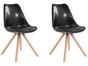 Chaise de salle à manger DAKOTA Noir - Chêne clair - 49 x 86 x 45 cm - Lot de 2 - Matière plastique - Brillant - Non revêtu
