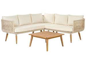 Sitzgruppe ALCAMO Beige - Braun - Weiß - Massivholz - 200 x 76 x 211 cm