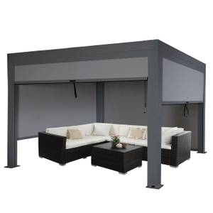 Pergola L46 mit Seitenwand Grau - Metall - 400 x 220 x 300 cm